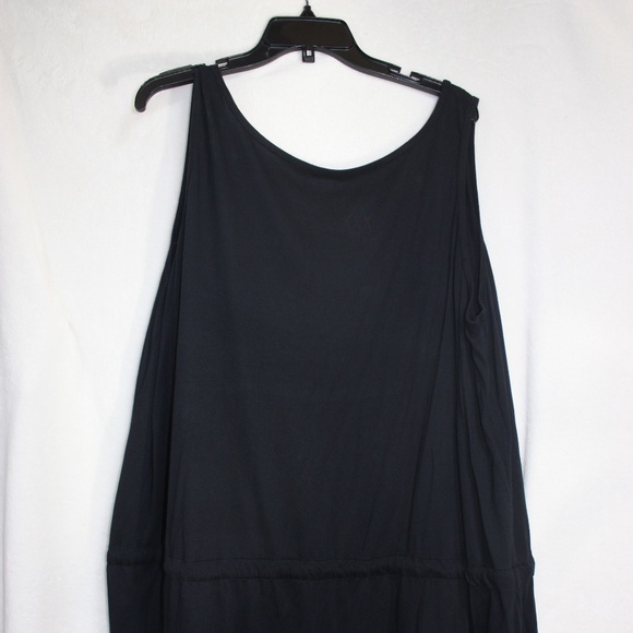 Allen Allen Womens Dress 3X Black Cotton Sleeveless Drawstring Waist Knee Length - Picture 2 of 6